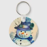 Watercolor Snowman Keychain
