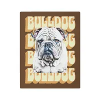 English Bulldog with Retro Font Metal Print