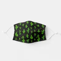 Cartoon Cactus Pattern on Black Adult Cloth Face Mask