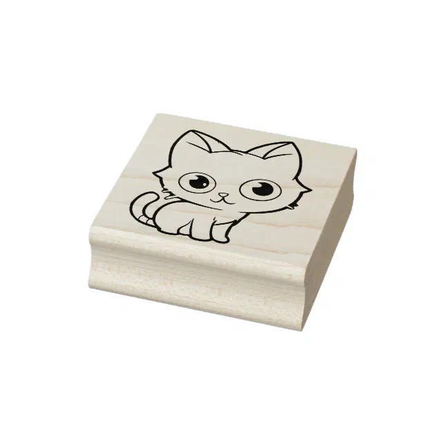 Purple Anime Cat Vector Art Rubber Stamp