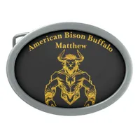 Gold Bold Bison Graphic Design Belt Buckle