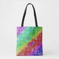 Rainbow Shellfish Pattern Add Name All Over Print Tote Bag