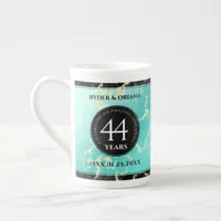 Elegant 44th Turquoise Wedding Anniversary Bone China Mug