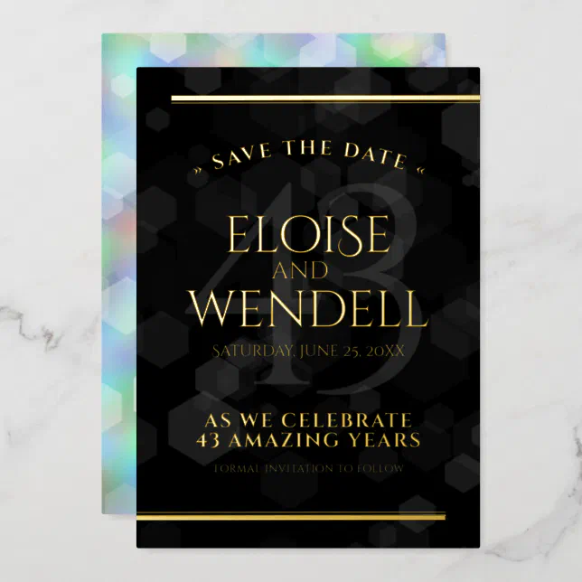 43rd Opal Wedding Anniversary Save the Date Foil Invitation
