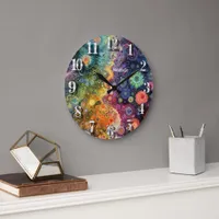 Beautiful Whimsical Colorful Back to School  Large Clock