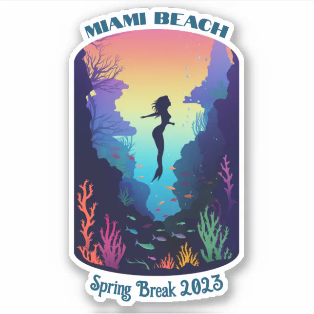 Miami Beach Spring Break 2023 Mermaid Reef Sticker