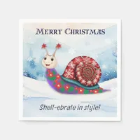 Funny Snail Snow Pun Humor Novelty Christmas Napkins