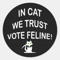 Vote Cat with White Text Classic Round Sticker