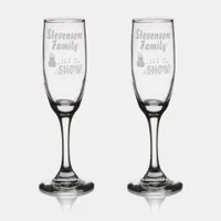 Christmas Let It Snow Monogram Name etched Champagne Flute