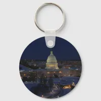 United States Capitol Building at Night Keychain