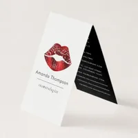 Red and Black Faux Holographic Heart Glitter Business Card