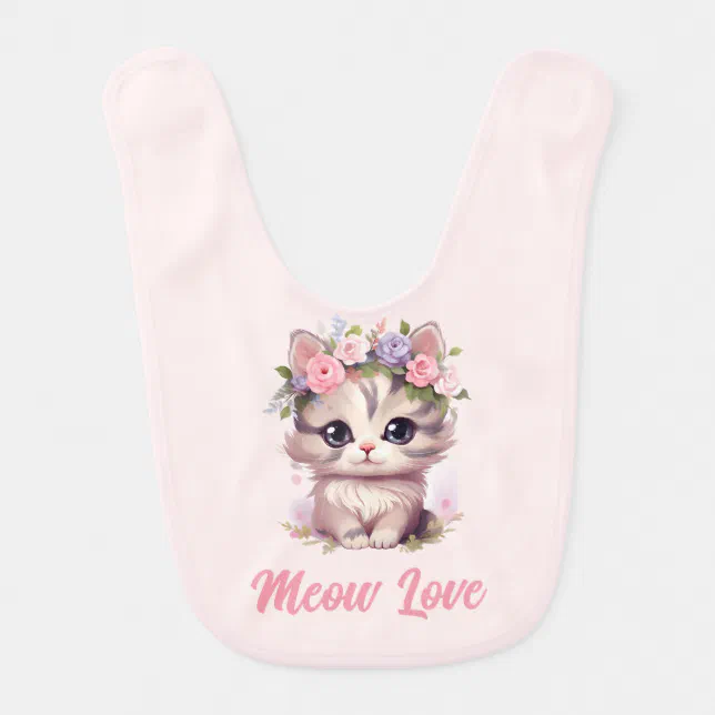 Floral Cat Baby Bib