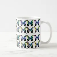 Aqua, Pink, Art Deco -  Elegant Butterflies Coffee Mug