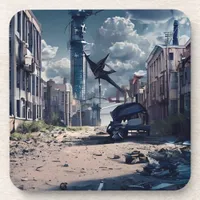 Abandoned City | Post Apocalypse Dystopian World  Beverage Coaster