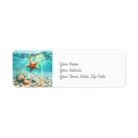 Starfish Under the Sea Coastal Beach Label