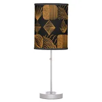 Bold Caribbean Tribal Mudcloth: Black, Gold Table Lamp