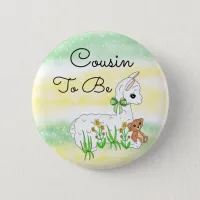 Cousin To Be Llama with Teddy Bear Button