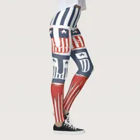  Flag Style "USA" Pattern Leggings for 4th of July