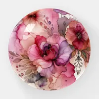 Pink and Purple Flowers Alcohol Ink Illustration  Paperweight