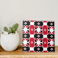 Red Black and White Modern Geometric Pattern Ceramic Tile