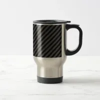 Thin Black and Gray Diagonal Stripes Travel Mug