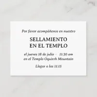 Spanish Minimalist Temple Sealing Invitation