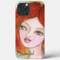 Pretty Girl Whimsical Artistic Green Orange Cute iPhone 13 Pro Max Case