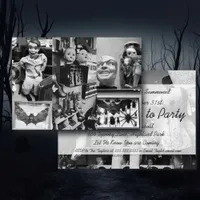 Spooky Creepy Dolls Black and White Halloween Invitation