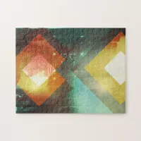 Seventies Orange Abstract Techno Triangles Jigsaw Puzzle