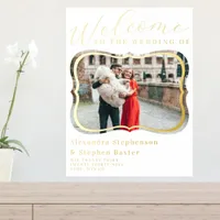 Elegant Photo Wedding Welcome Sign Gold Foil Print