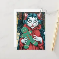 Christmas Vampire Kitty With Green Gingerbread  Postcard