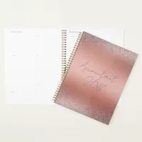 Rose Gold Brushed Metal Glitter Monogram | Planner