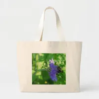 Bee on Button Flower Large Tote Bag