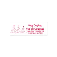 Merry Christmas Trees Return Address RED Self-inking Stamp