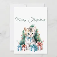 Merry Christmas Kitten Holiday Greeting Card