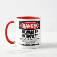 Danger Beware of Introvert Sign Mug