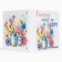 Colorful Joy - Painting Makes Me Happy Trendy Bind 3 Ring Binder