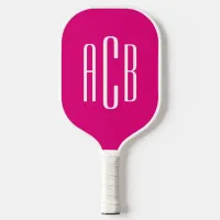 Minimalist Hot Pink and White 3 Letter Monogram Pickleball Paddle