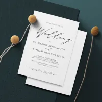 Budget Modern Minimalist Script Wedding Invitation