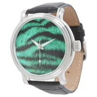 Cool green neon tiger stripes watch