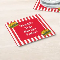 World's No 1 Burger Eater Food Eating Contestant Square Paper Coaster