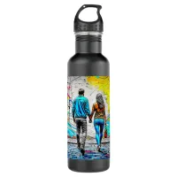 Couple Holding Hands Graffiti Street Art Stainless Steel Water Bottle