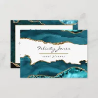 Teal - Turquoise and Gold Geode Agate Stone Business Card