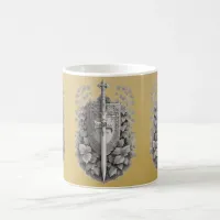 Knights Shield with ivy set on a gold background Coffee Mug