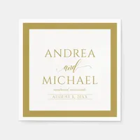 Simple & Elegant Wedding Cocktail Napkins (Gold)