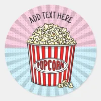 Personalized these Retro Pop Art Popcorn      Classic Round Sticker