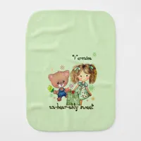 Unbearably Sweet Teddy Bear and a Girl Baby Burp Cloth