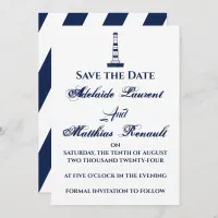 Elegant Nautical Save the Date - Navy Blue, Invitation