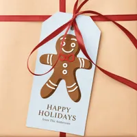 Gingerbread Man Blue Christmas Gift Tags