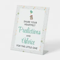 Cute Bear Cub Baby Shower Prediction and Advice Pedestal Sign